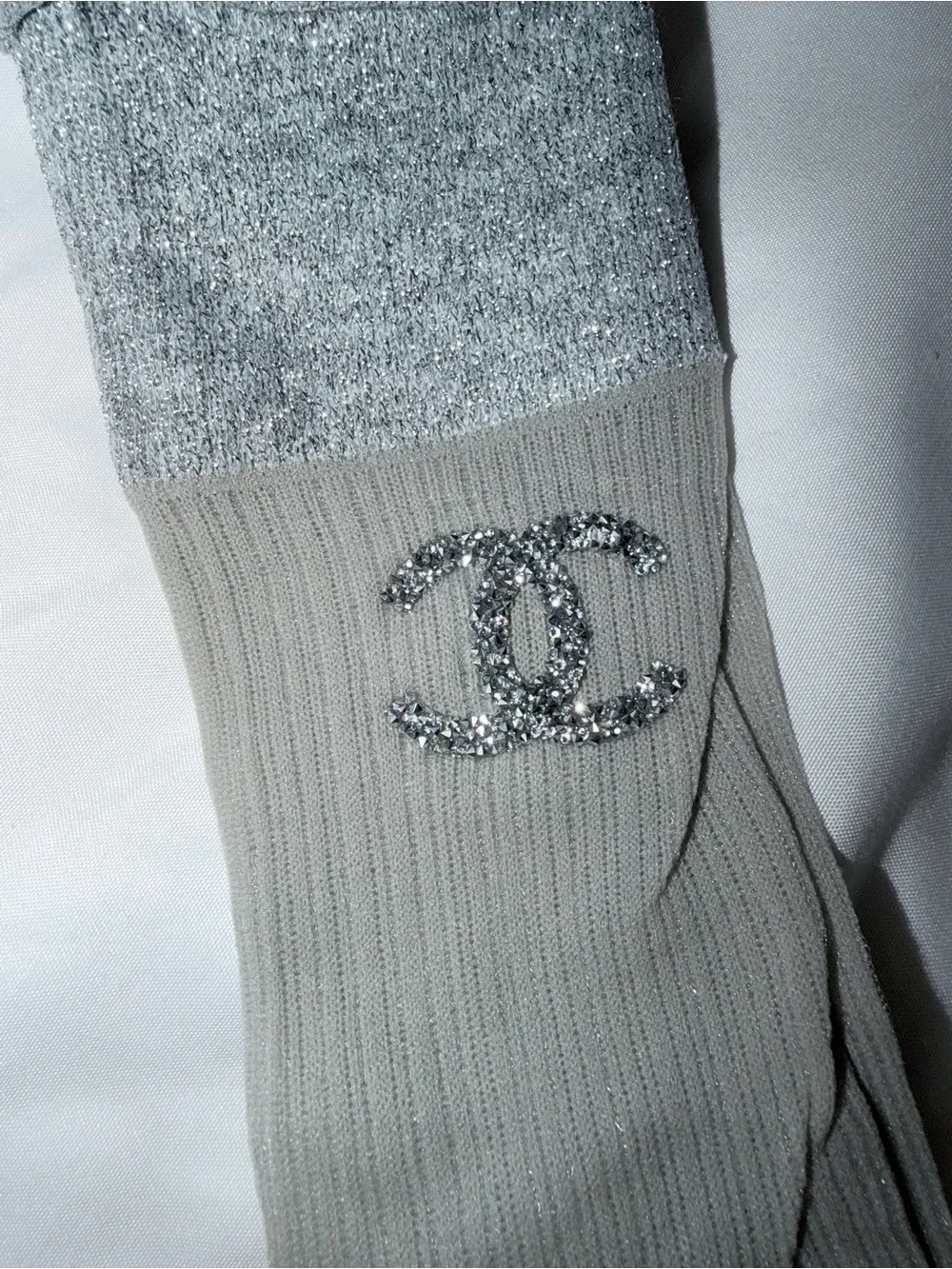 Luxury Gray Logo Crew Socks